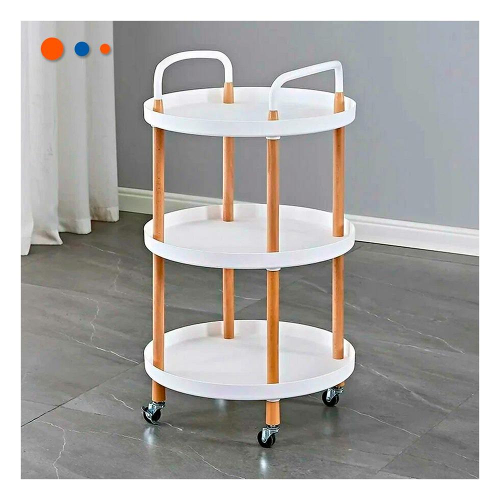 Carro 3 Niveles Circular con Asa Blanco para Almacenaje y Decoracion Y Papel Regalo