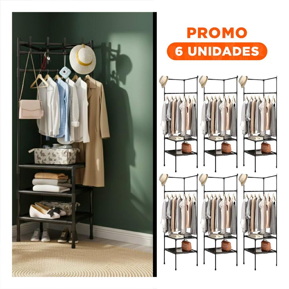 Pack6 Soporte de Esquina con Zapatera y Perchera para Casa y Hogar Ordenado Y Regalo Sticker
