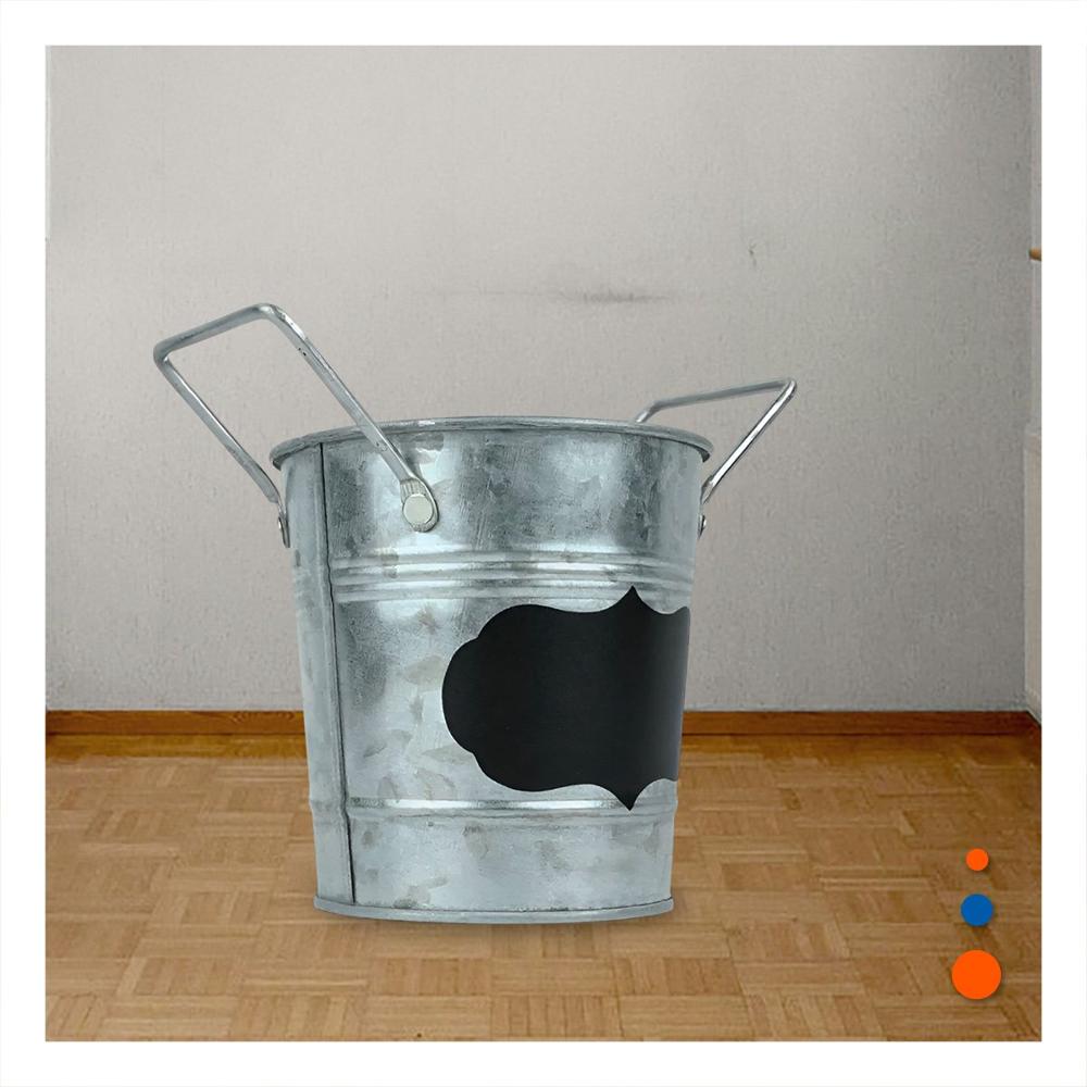 Macetero Cubo de Metal con Doble Asa 10x8.5cm Plateado Acabado Durable Y notas