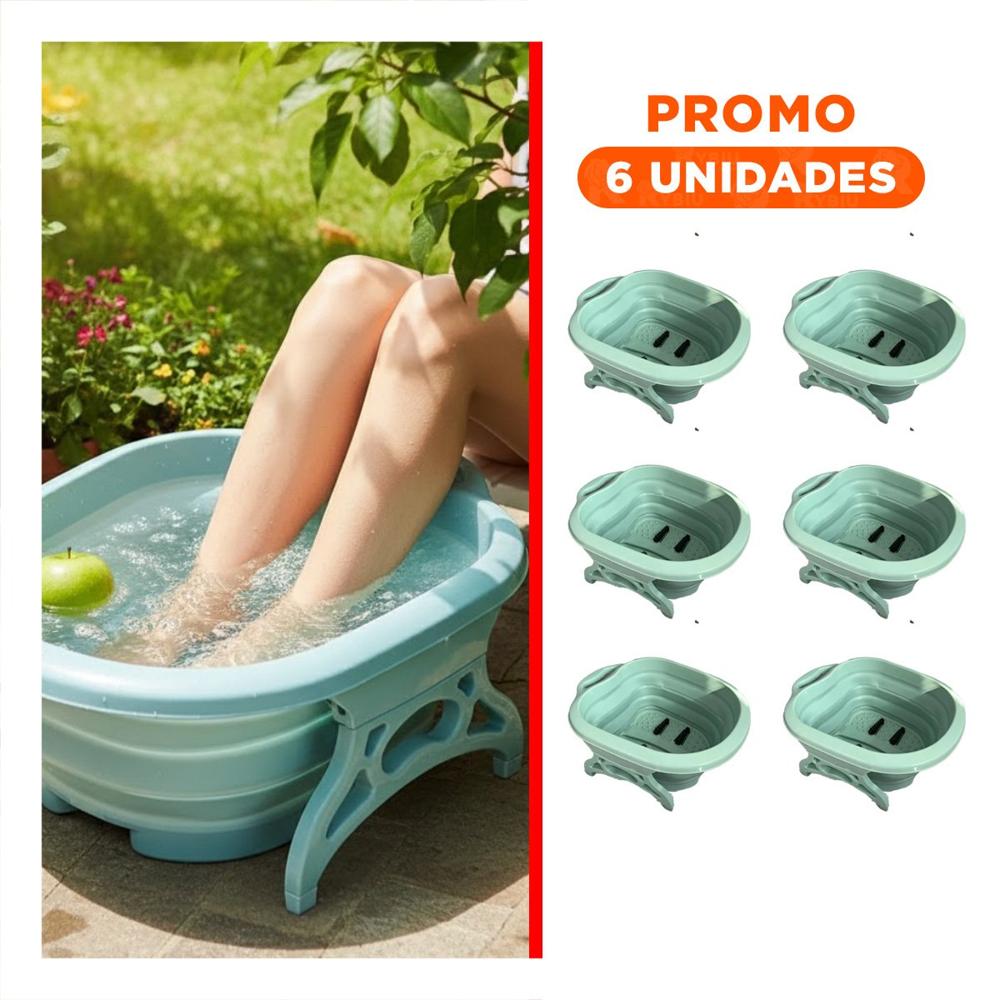 Pack6 Recipiente Portatil con Masajeador de Pies Celeste para Spa y Hogar Y Regalo Sticker
