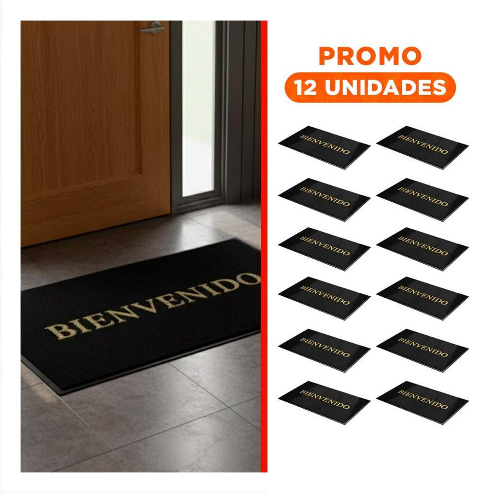 Pack12 Cobertor Rectangular Bienvenido Negro para Sala Recibidor y Cocina