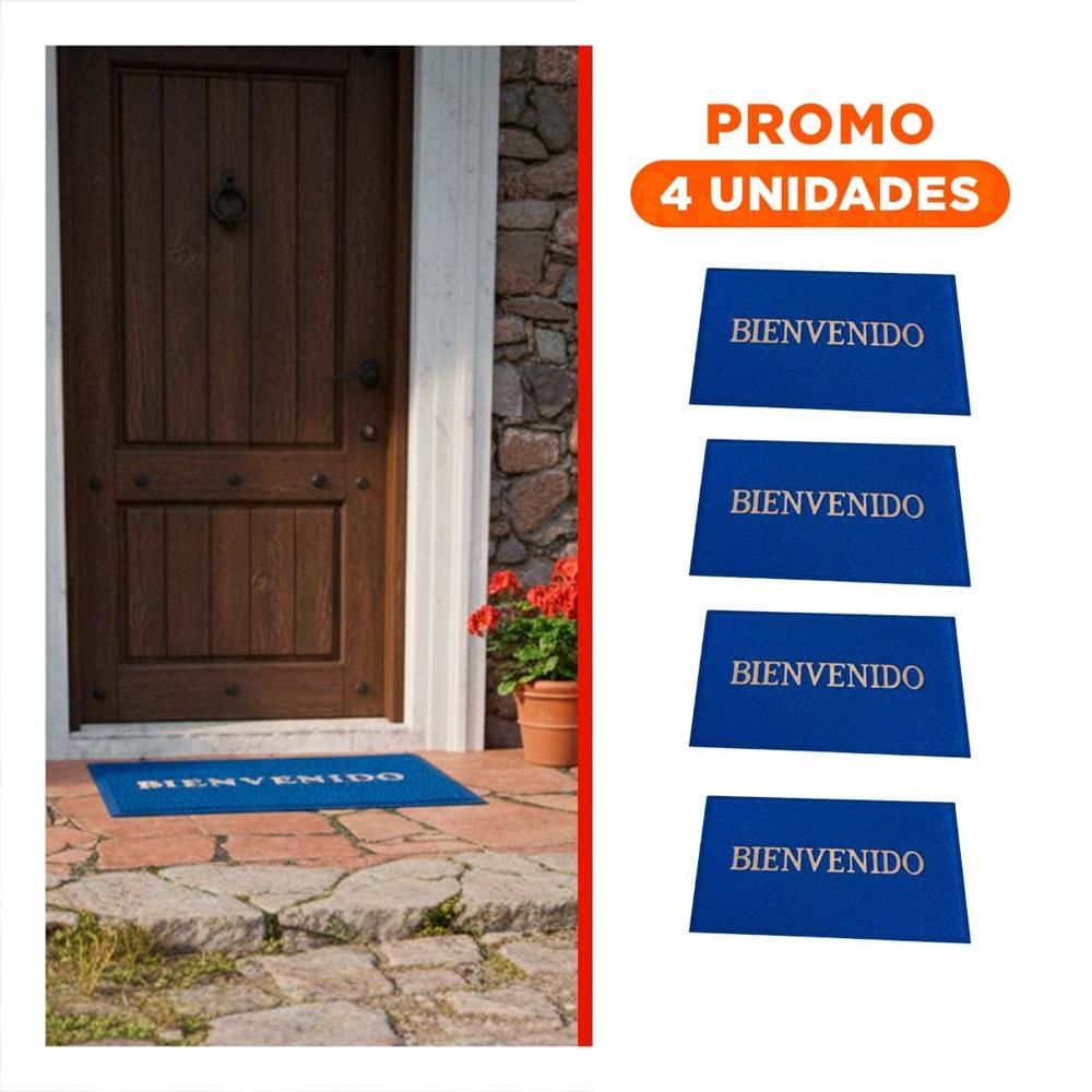 Pack4 Piso Rectangular Bienvenido Negro Funcional y Elegante para Salas y Recibidores