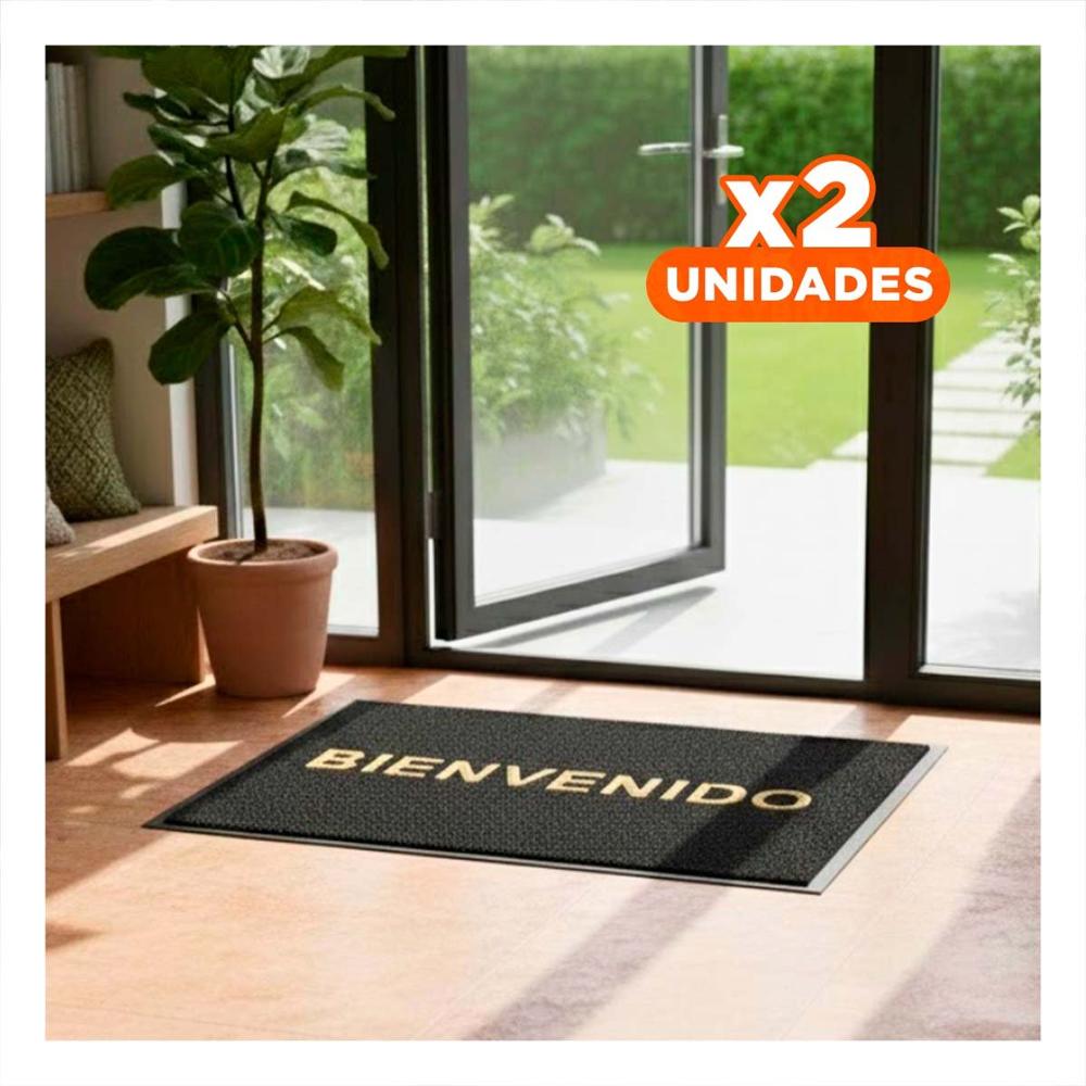 Pack2 Alfombra Rectangular Bienvenido Negro para Entrada y Espacios Sociales