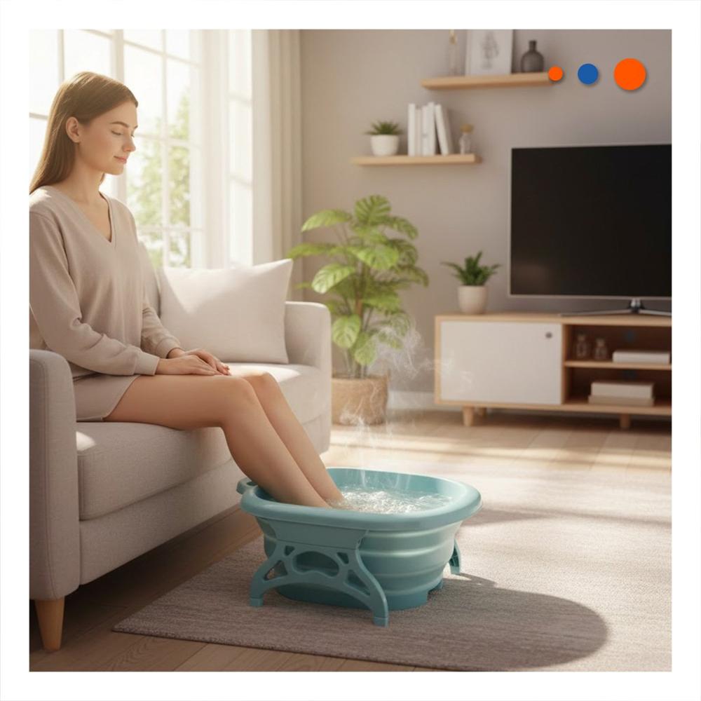 Cuenca Portatil con Masajeador de Pies Celeste con Funcion de Masaje y Spa Y Papel Regalo