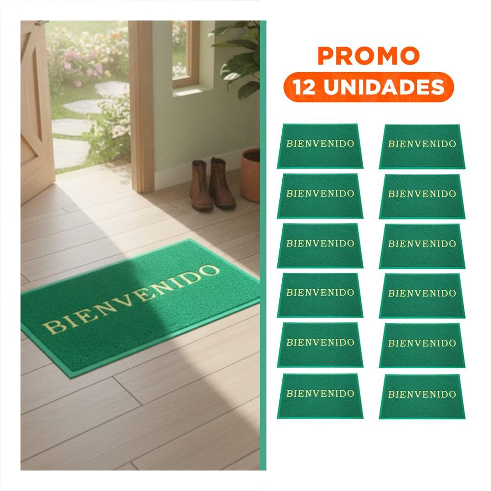 Pack12 Cobertor Rectangular Bienvenido Verde para Usar en Hogar y Oficina