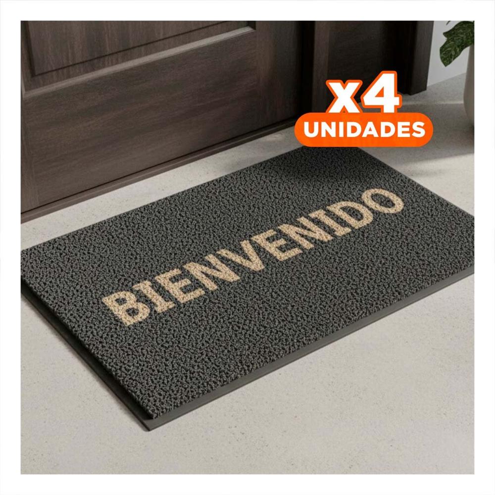 Pack4 Alfombra Rectangular Bienvenido Plomo para Entrada y Cocina Hogar Y Regalo Sticker