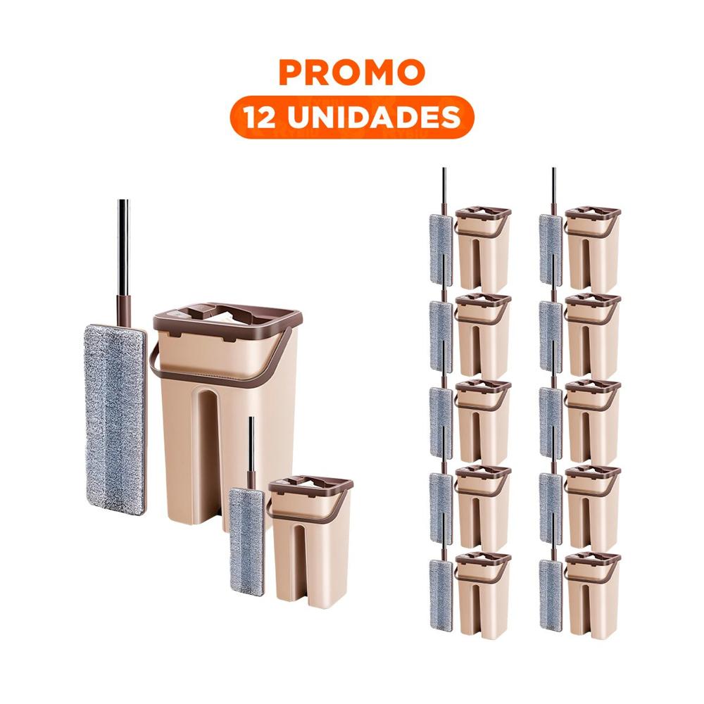Pack12 Set de Trapeado 360 con Balde Centrifugador Beige y Marron Gran Cobertura