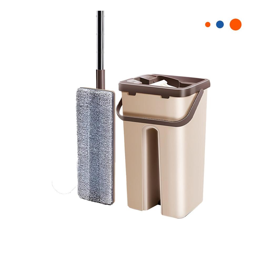 Trapeador Giratorio 360 con Balde Centrifugador Beige y Marron Facil Manejo Y Regalo Sticker