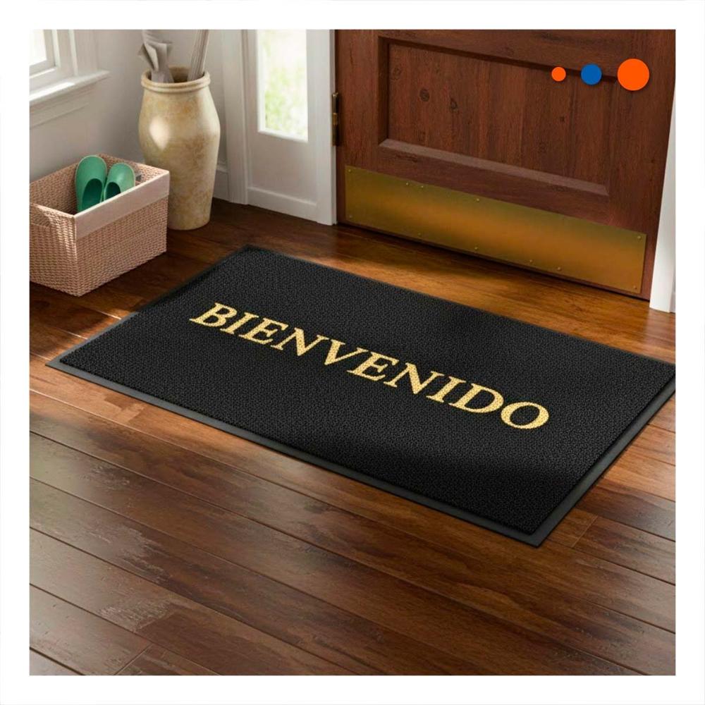 Felpudo Rectangular Bienvenido Negro para Sala y Acceso Principal Y Papel Regalo