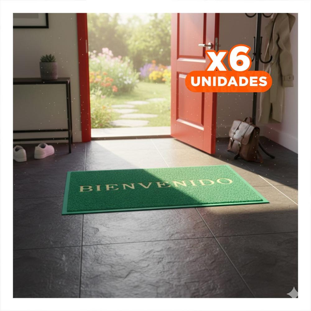 Pack6 Tapiz Rectangular Bienvenido Verde para Decorar Entrada y Pasillo Y Papel Regalo