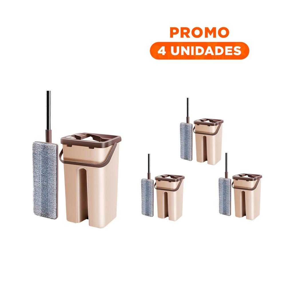 Pack4 Equipo de Limpieza 360 con Balde Centrifugador Beige y Marron Practico