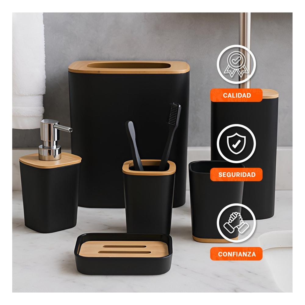 Set Organizador de Higiene Set de 6 Piezas Color Negro para Hogar Interior