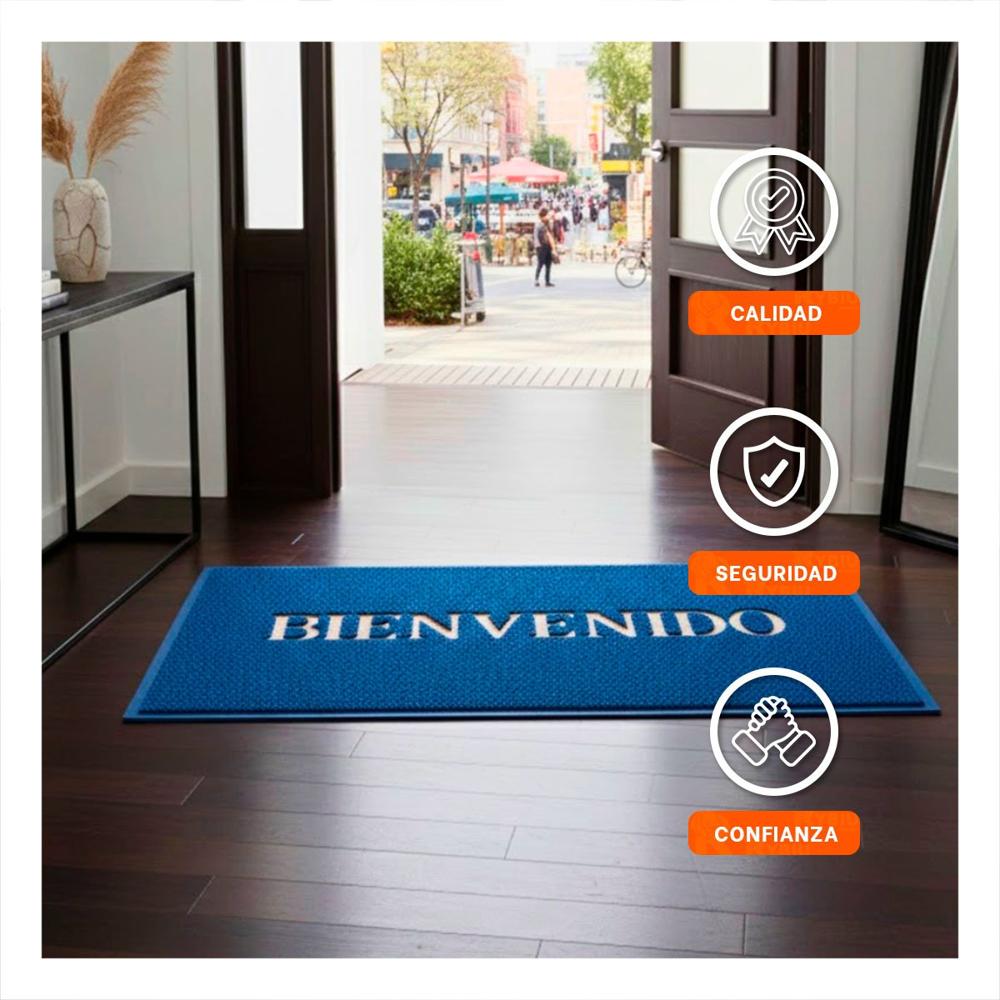 Tapete Rectangular Bienvenido Negro para Decorar la Entrada de Casa