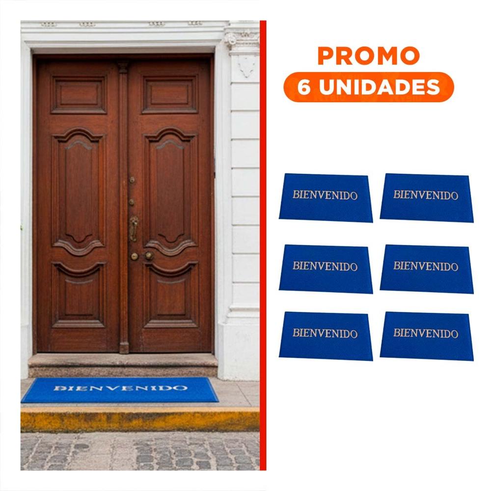 Pack6 Piso Rectangular Bienvenido Negro Comodo y Funcional para Salas Y Regalo Sticker