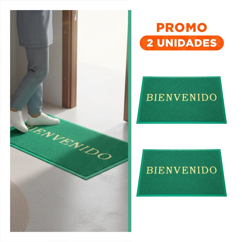 Pack2 Tapiz Rectangular Bienvenido Verde para Sala Cocina y Pasillo Y Regalo Sticker