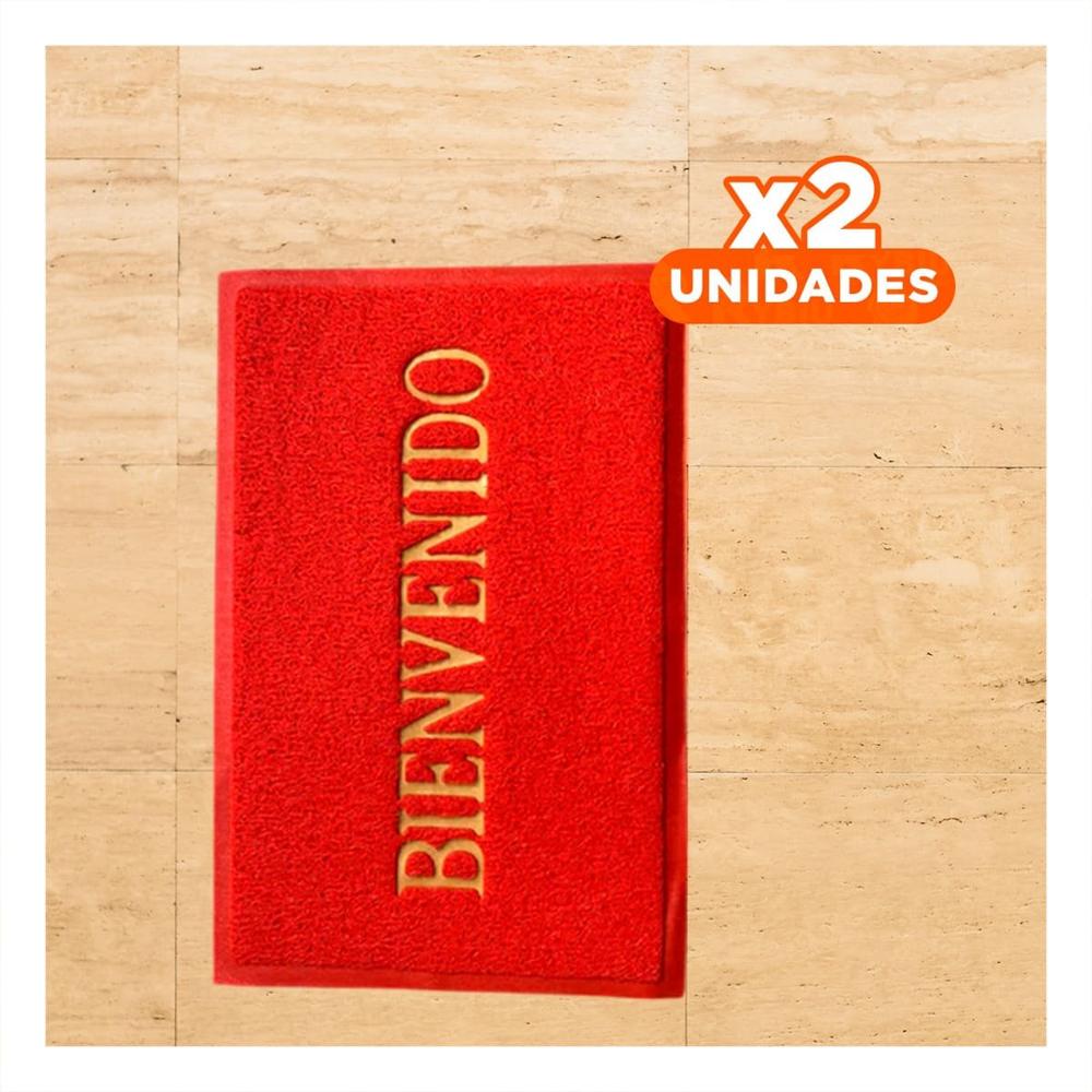 Pack2 Felpudo Rectangular Bienvenido Rojo para Decorar y Organizar Entrada Y Papel Regalo