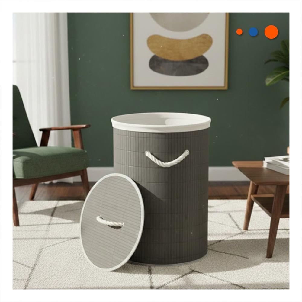 Canasta Plegable Circular con tapa para Almacenamiento Practico en Casa Y Papel Regalo
