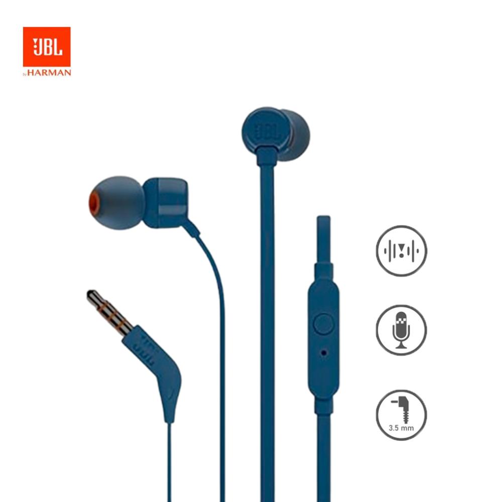 Audífonos JBL T110 con Micrófono Pure Bass Jack 3.5 mm In-Ear Azul