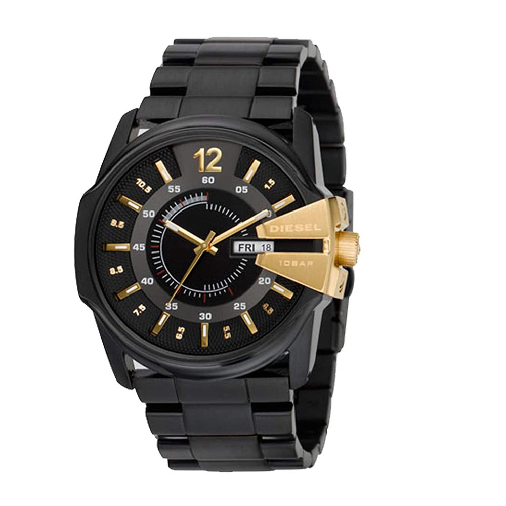 Reloj Diesel Master Chief DZ1209 Fecha Acero Inoxidable Negro Dorado