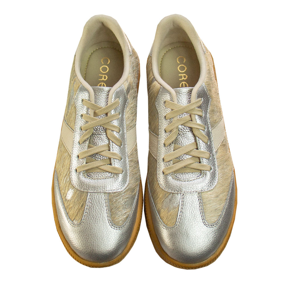 Zapatilla Plataforma Mujer Corelli Sahara Cuero Pelos Plata Talla 39