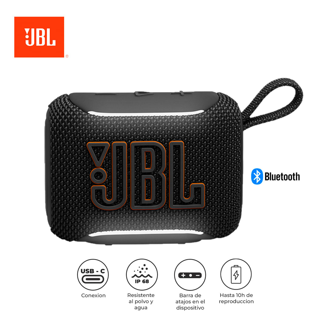 Parlante Bluetooth JBL Go 5 IP68 Auracast 10H USB-C Portátil Negro