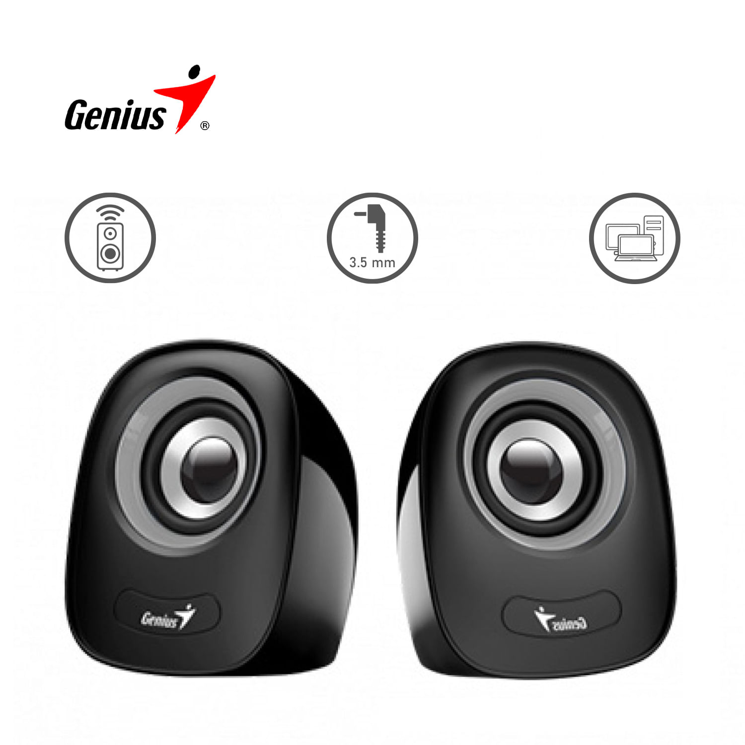 Parlante Genius SP-Q160 USB 6W Estéreo 3.5 mm para PC Laptop Iron Grey