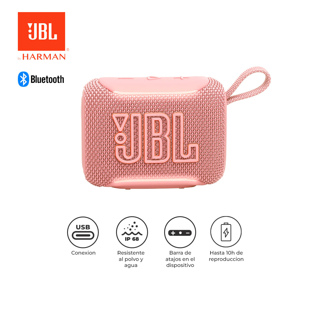 Parlante Bluetooth JBL Go 5 IP68 Auracast 10H USB-C Portátil Rosado