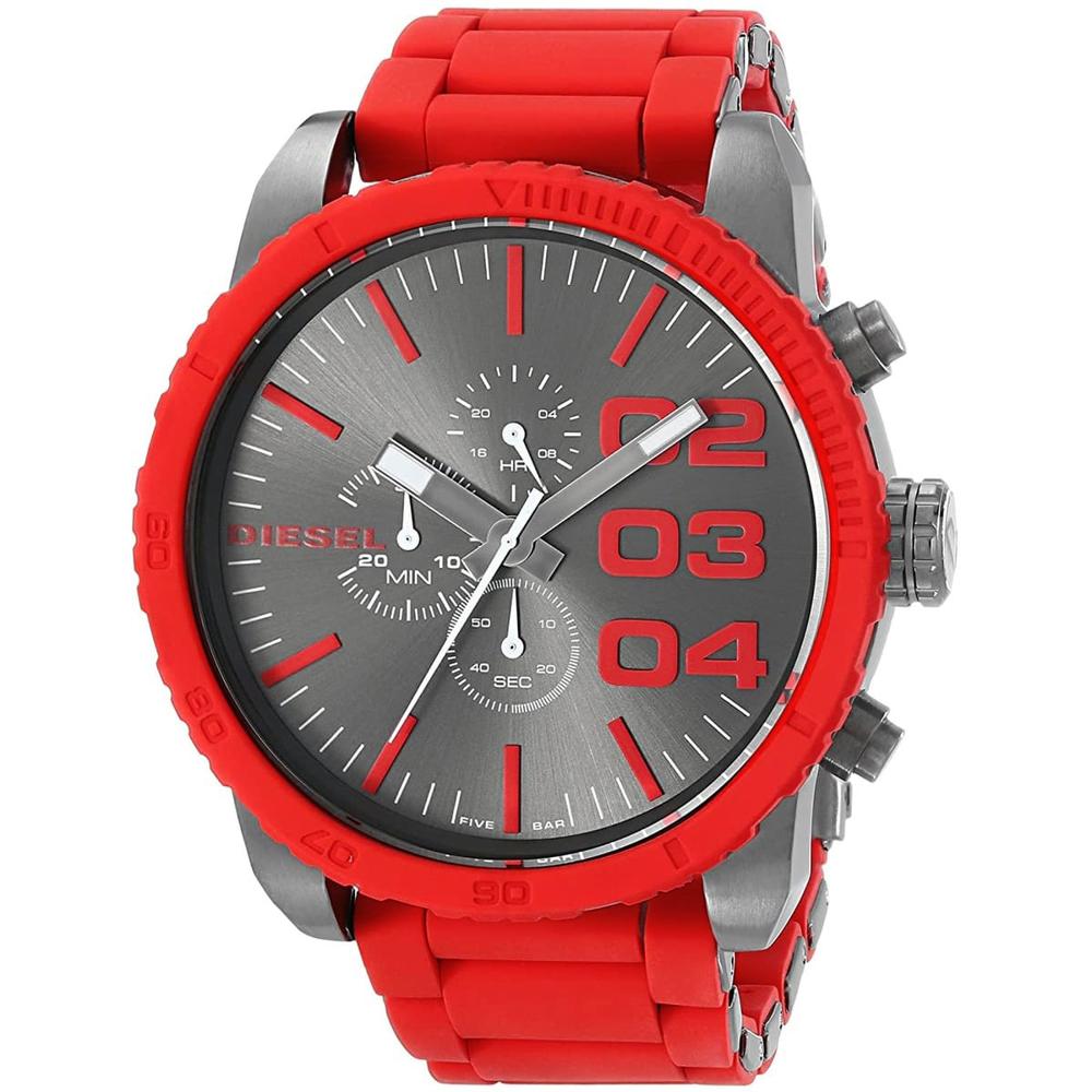 Reloj Diesel Double Down DZ4289 Acero inoxidable y Silicona Rojo
