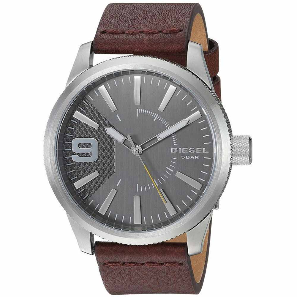 Reloj Diesel Rasp DZ1802 Acero Inoxidable Correa de Cuero Marrón Dial Gris