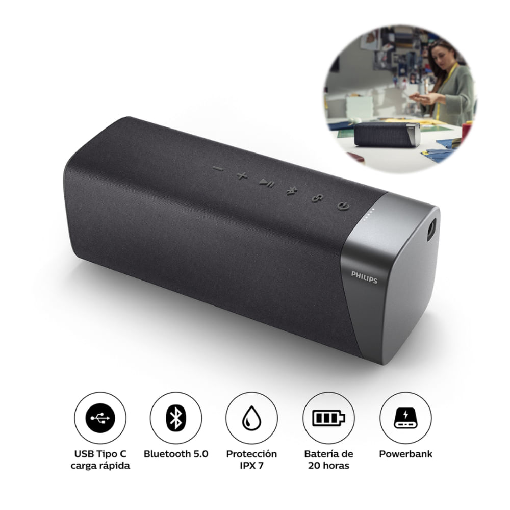 PARLANTE BLUETOOTH PHILIPS 5.0 IPX7 TAS7505