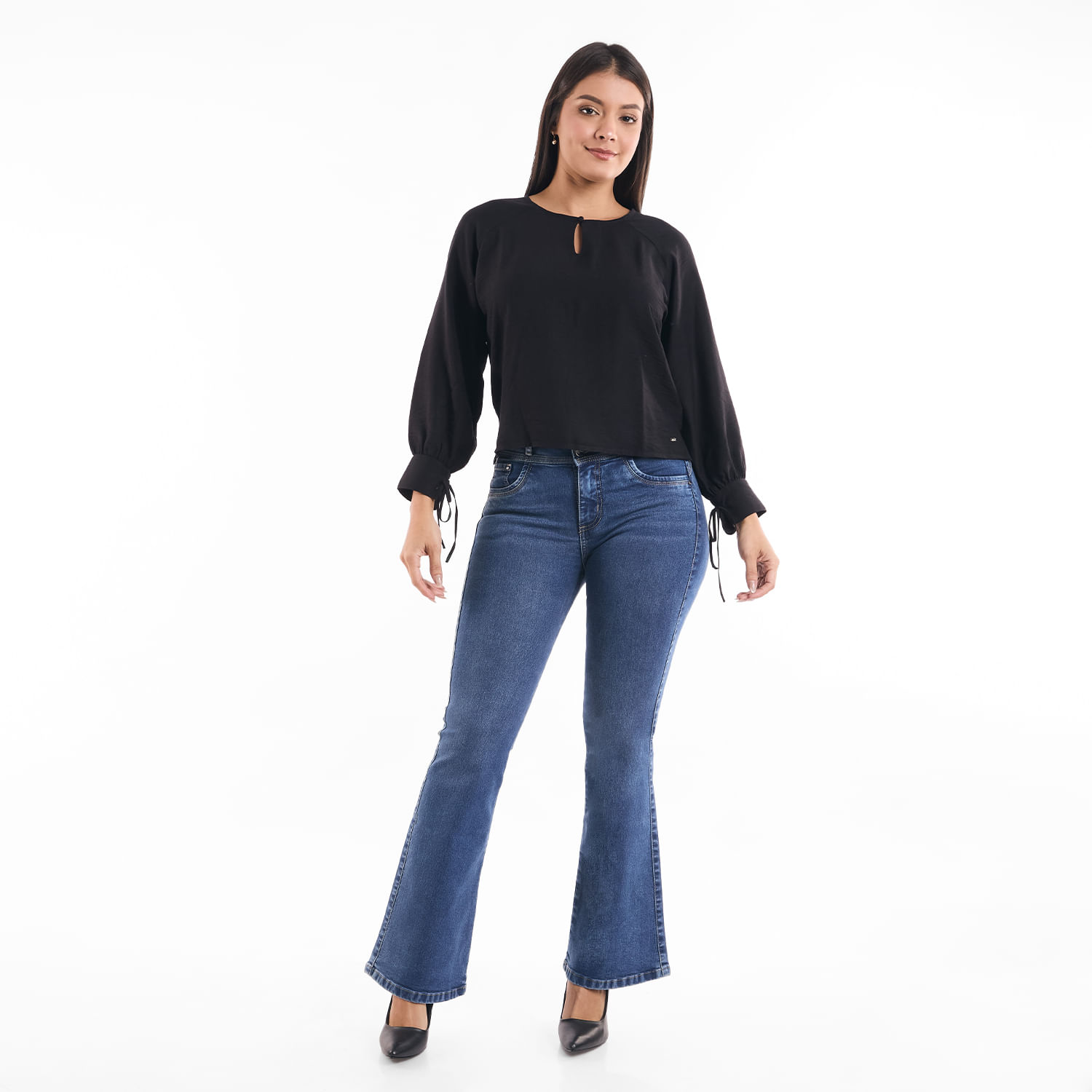 Jean Mujer Doraliza Metal Flare Celeste 34
