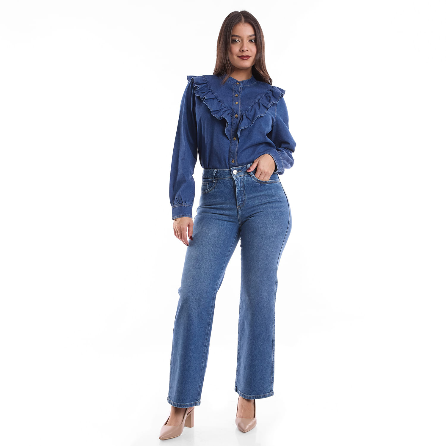 Jean Mujer Narda Metal Straight Azul Claro 32