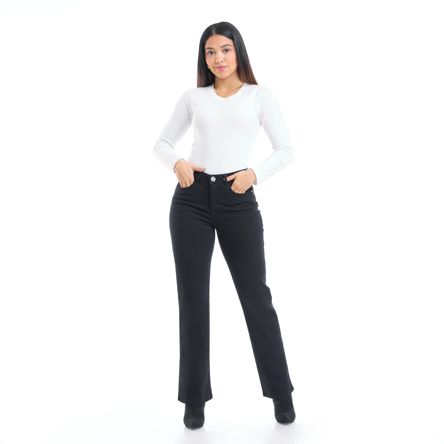 Jean Mujer Narda Metal Straight Negro 28
