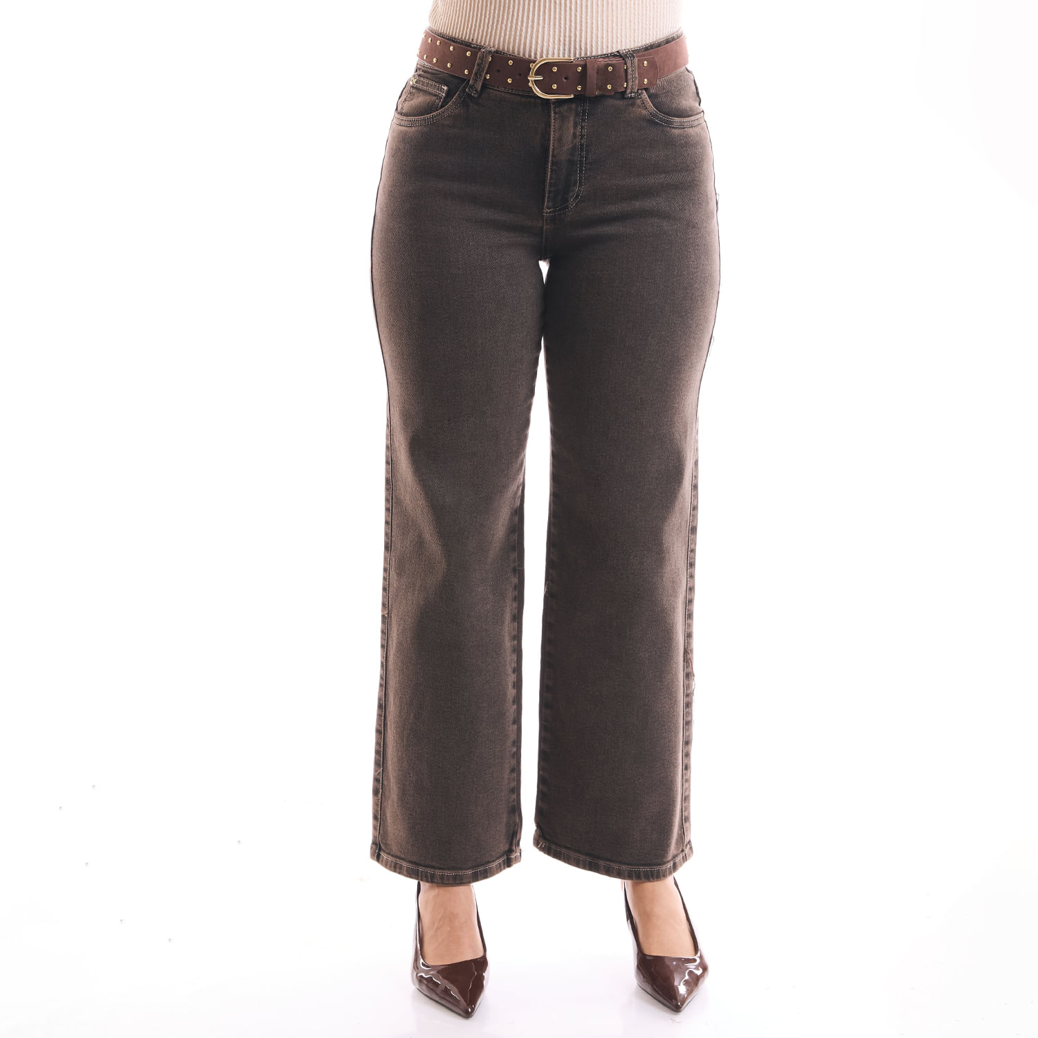 Jean Mujer Noelia Metal Straight Marrón 30