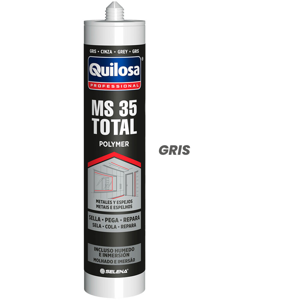 Adhesivo Sellador de Juntas Híbrido Quilosa MS 35 Tubo 300ml Gris
