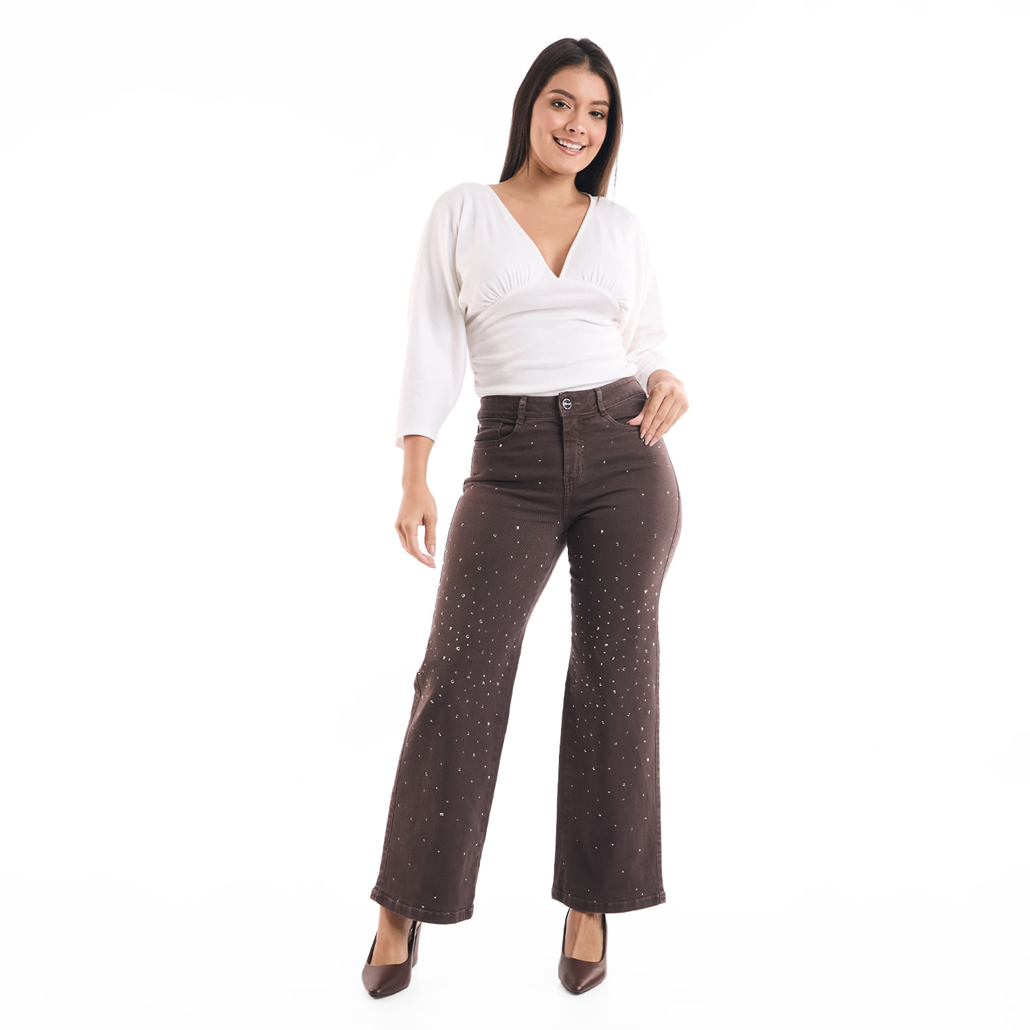 Jean Mujer Lila Metal Straight Marrón 30