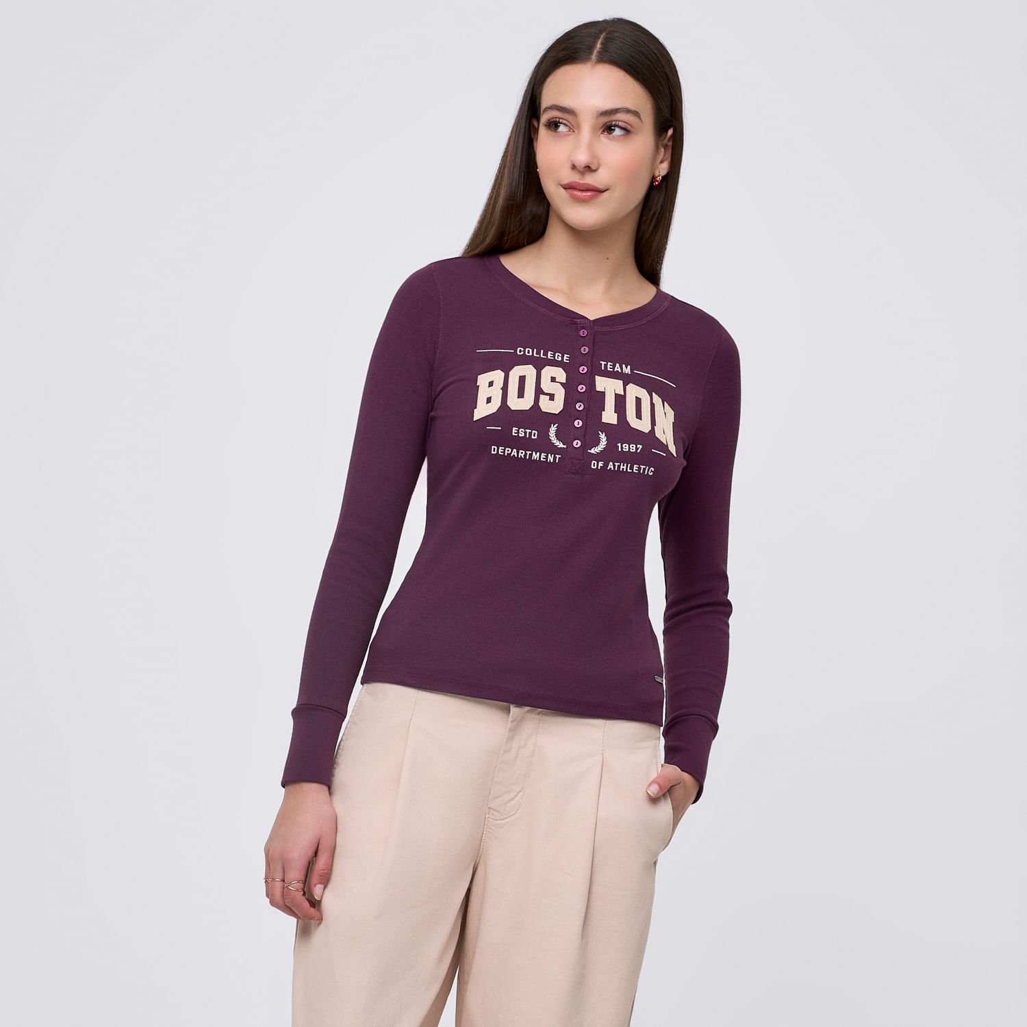 Polo Mujer Parche 1 Amc Manga Larga Uva S