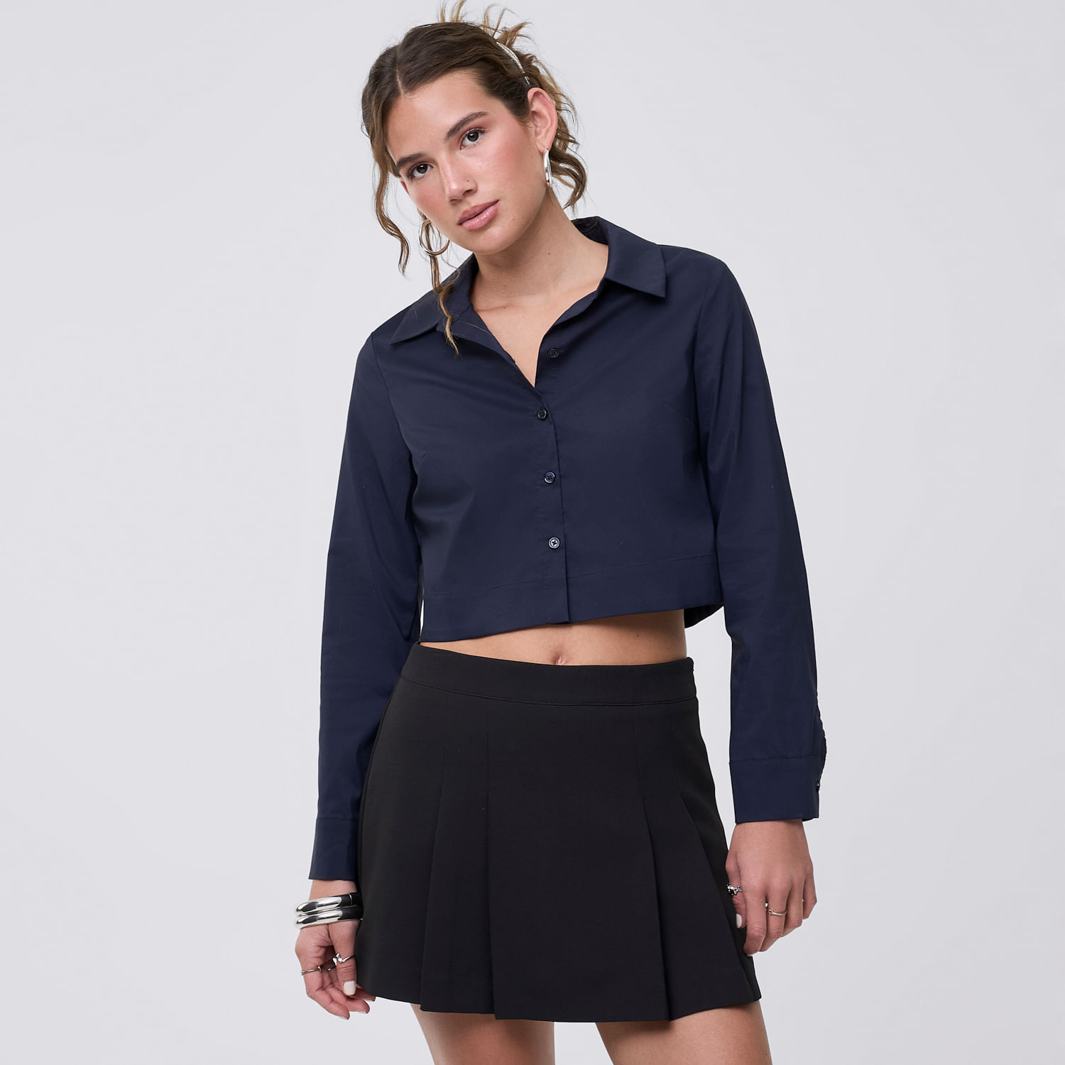 Blusa Mujer Popelin Hypnotic Manga Corta Azul Marino S