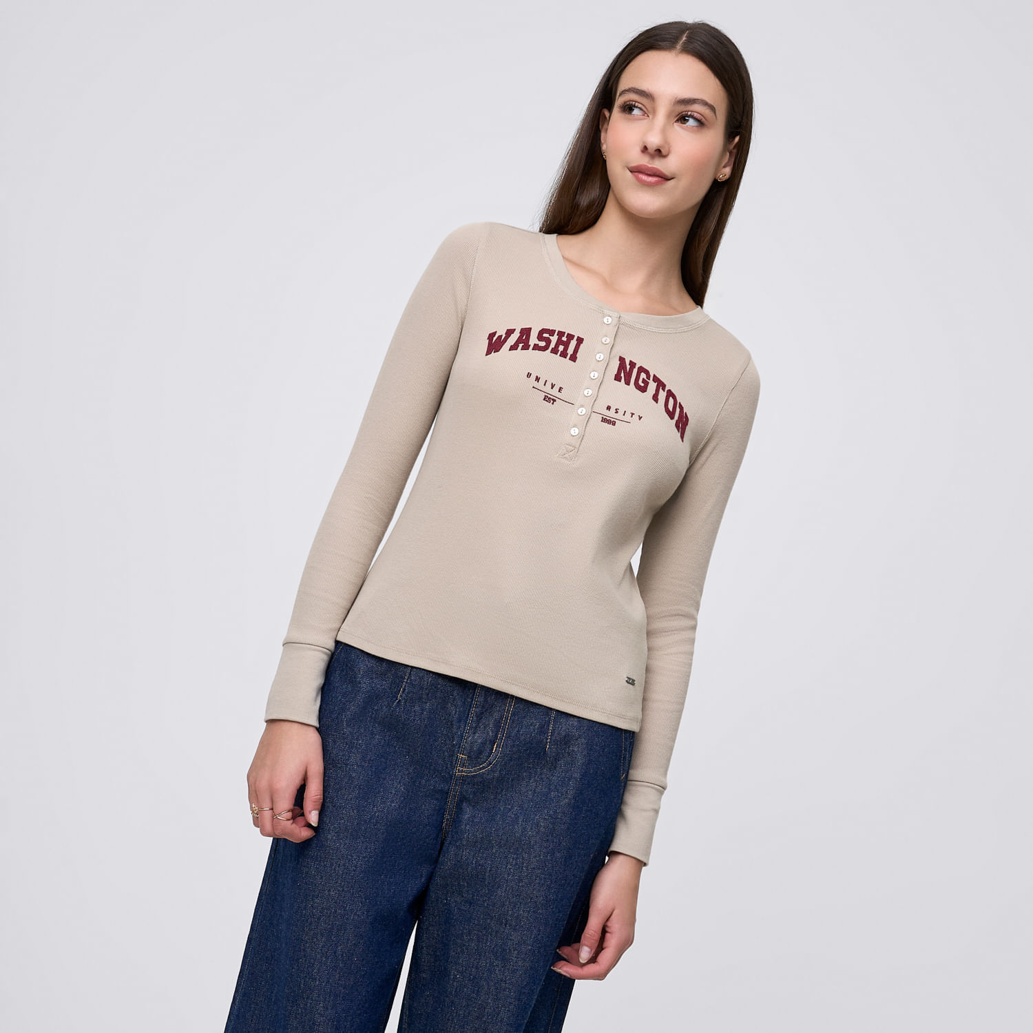 Polo Mujer Parche 1 Amc Manga Larga Taupe L
