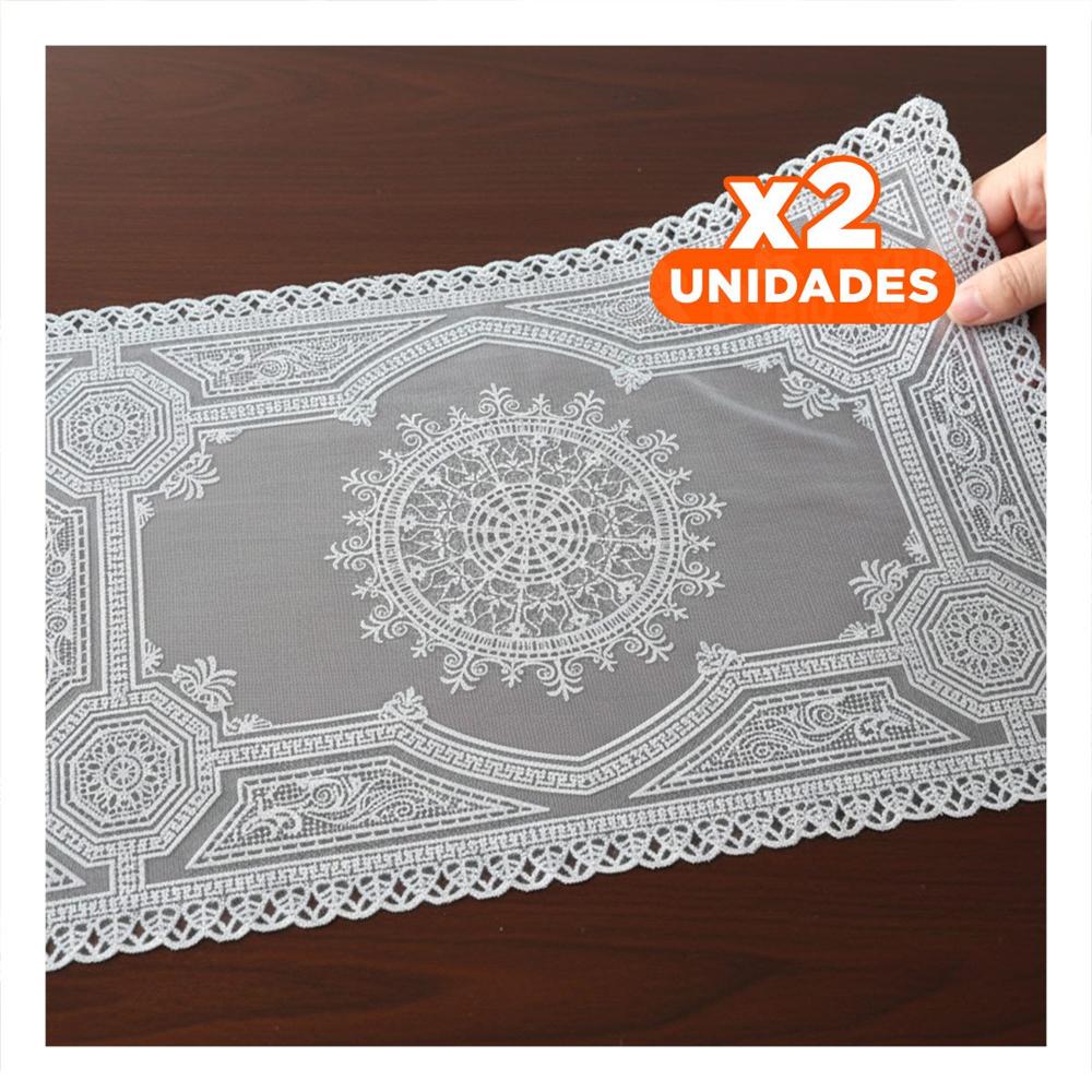 Pack2 Cubierta Rectangular Plateada con Encaje Mandala para Mesa Moderna