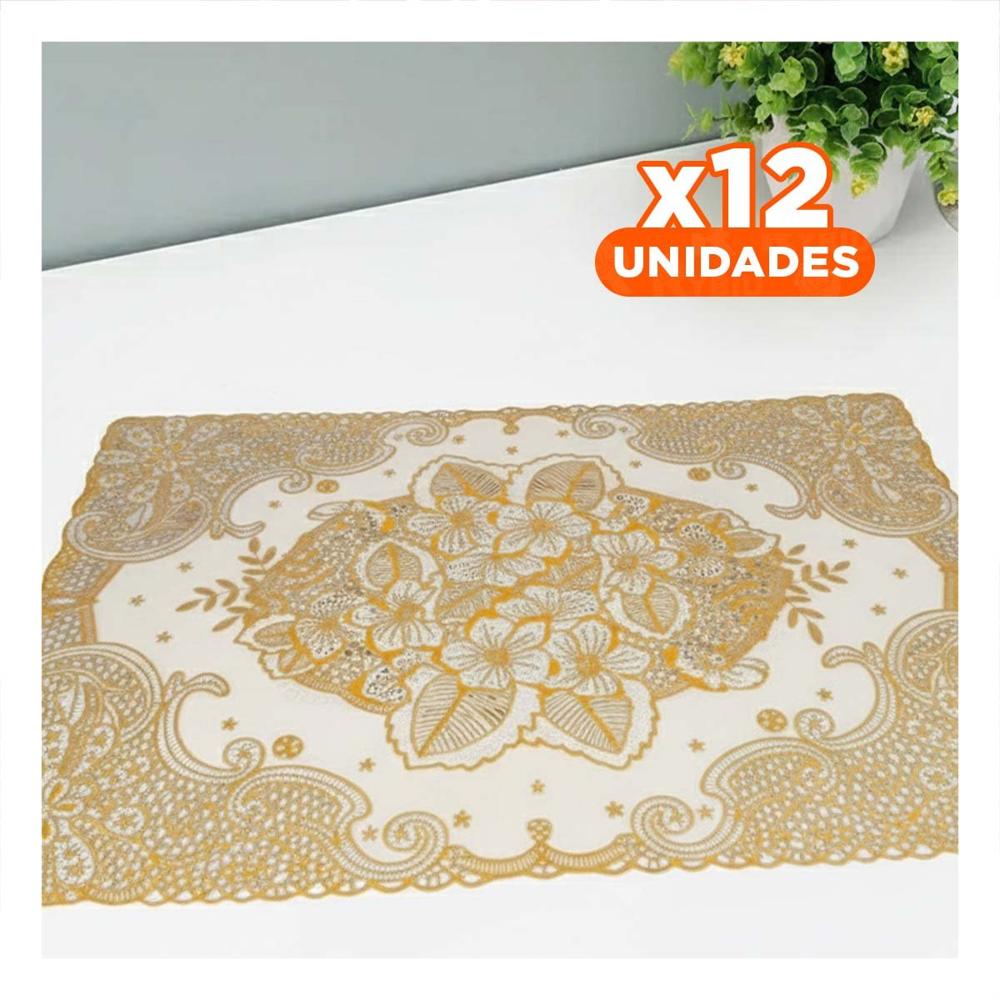 Pack12 Tapete Decorativo Dorado con Encaje Floral para Hogar Moderno YRegalo Sticker
