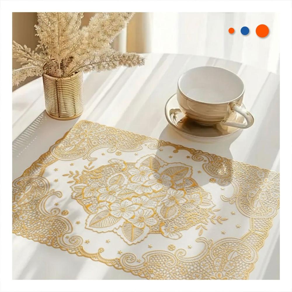 Mantel Decorativo Dorado con Motivo de Flores para Hogar Moderno YPapel Regalo