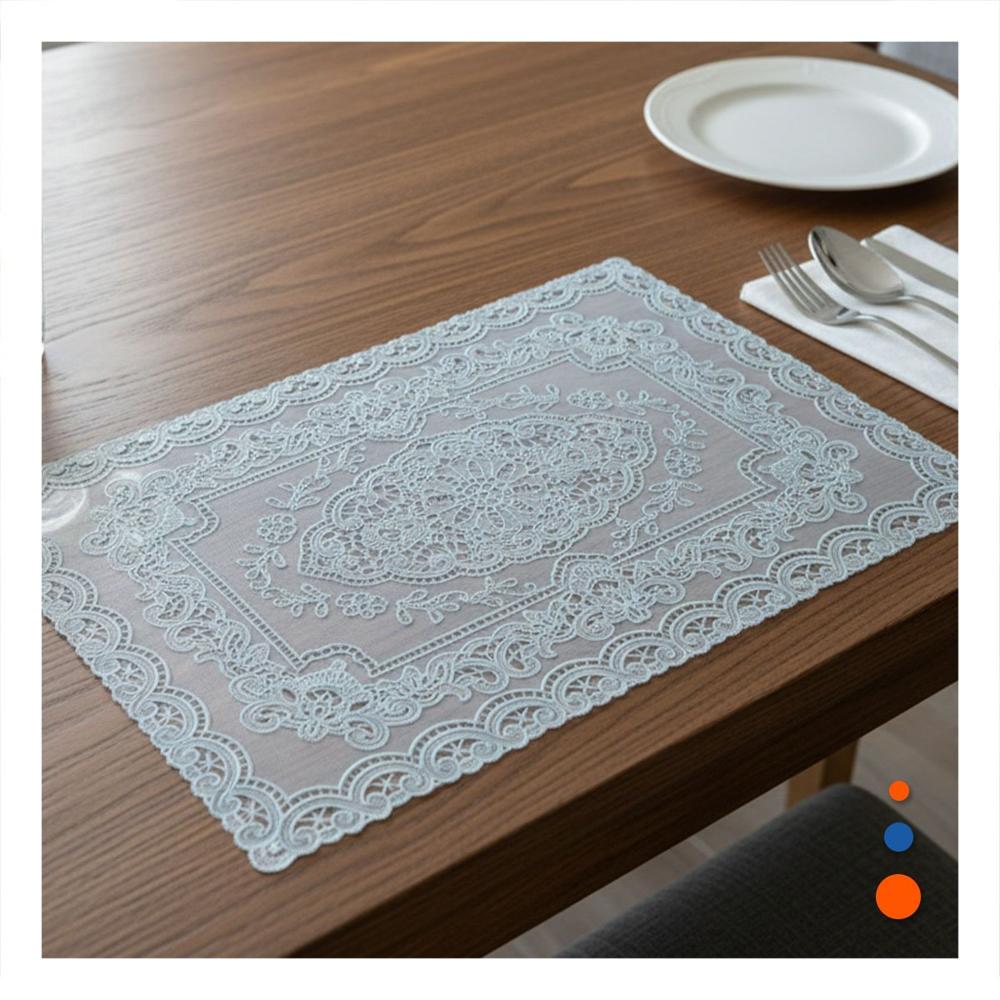 Individual Sofisticado Plateado con Diseño de Flores y Ramas para Casa Festiva Y Notas