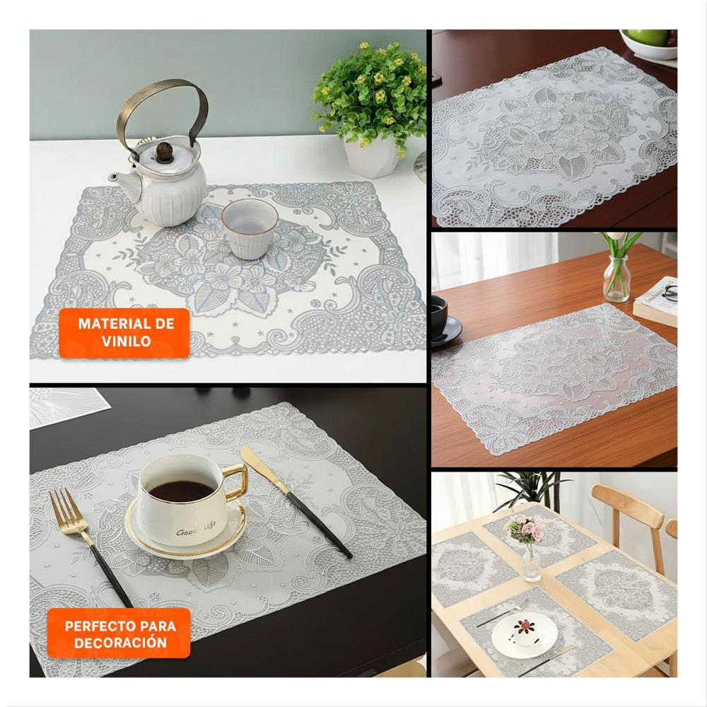 Mantel Moderno Plateado con Detalle Floral para Mesa de Fiesta Y Ligas Regalo