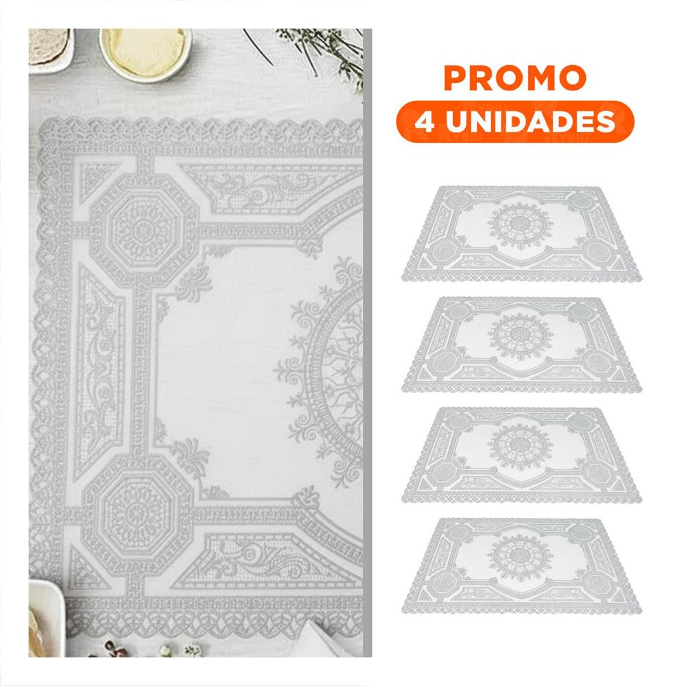 Pack4 Cubierta Moderna Plateada con Detalle de Encaje Mandala para Celebracion