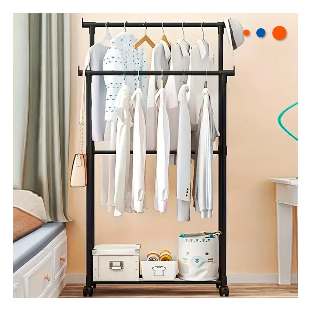 Organizador Colgador Doble de Ropa Negro Resistente y Practico para Toda la Ropa YPapel Regalo