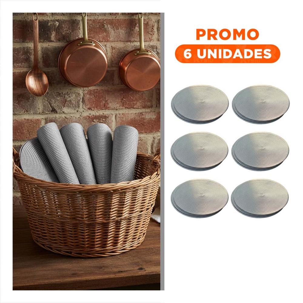 Pack6 Base Circular para Mesa Familiar en Plateado Pajita Brilloso Y Regalo Sticker
