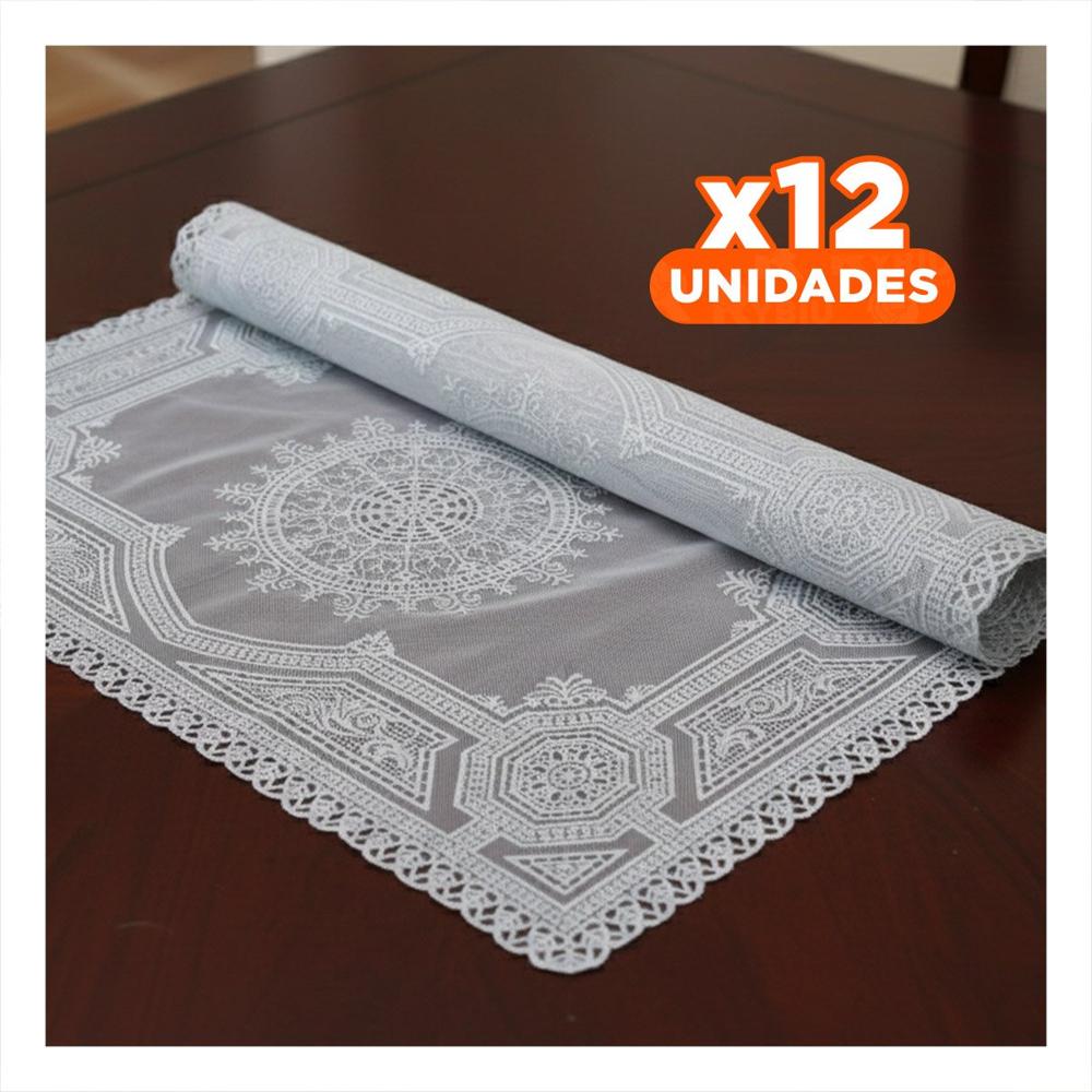 Pack12 Tapete Rectangular Plateado con Mandala para Decoracion de Mesa YPapel Regalo