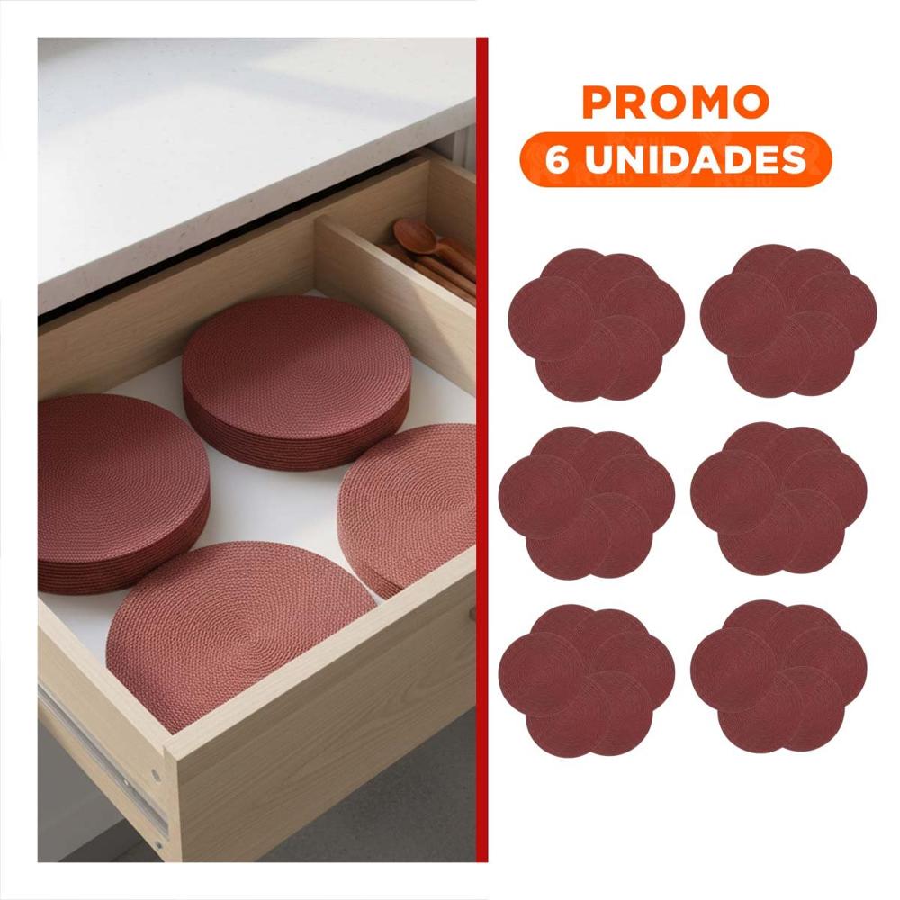 Pack6 Base Circular para Mesa Familiar en Rojo Mini Ojitas Y Regalo Sticker