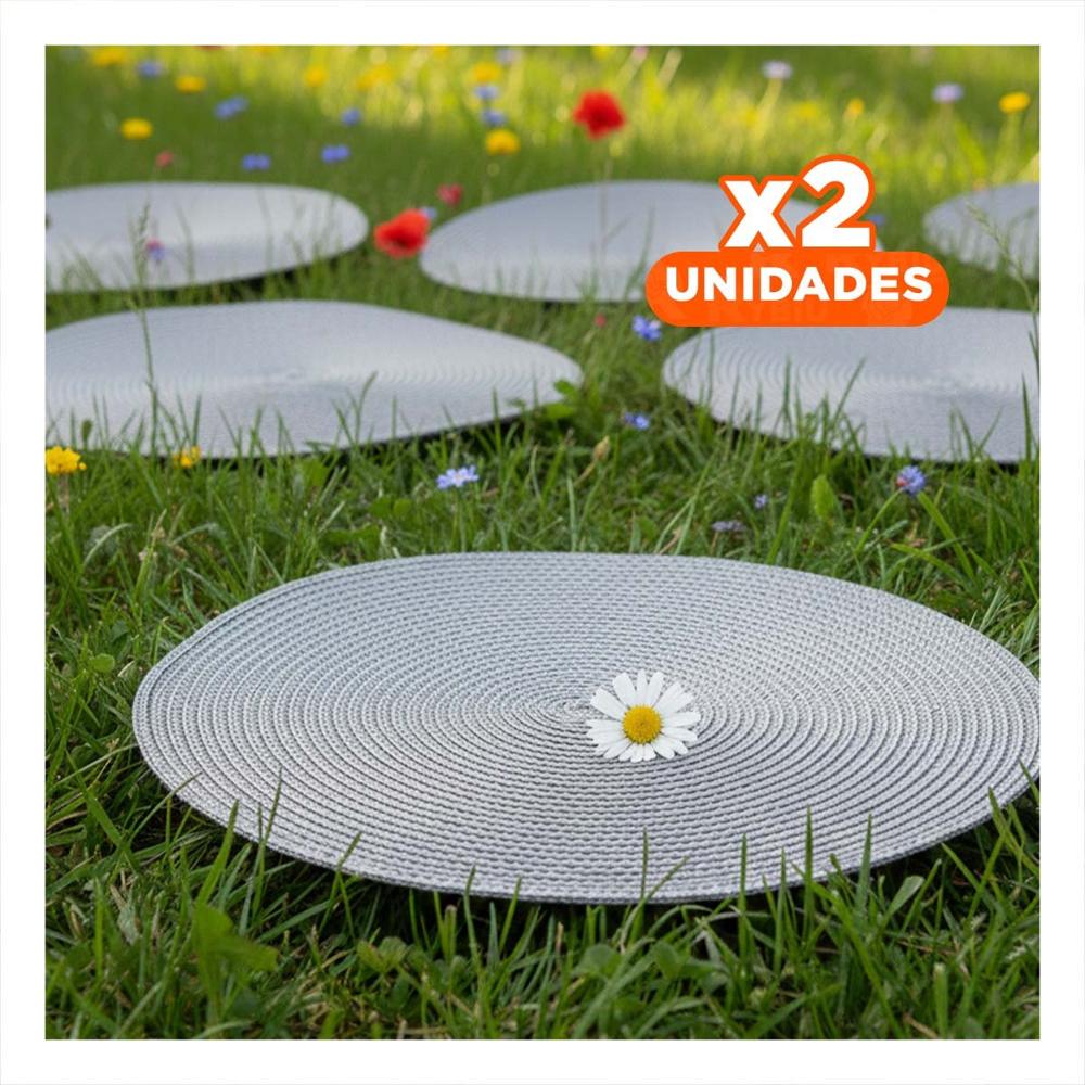 Pack2 Mantel Individual Circular Plateado Pajita Brilloso para Uso Diario